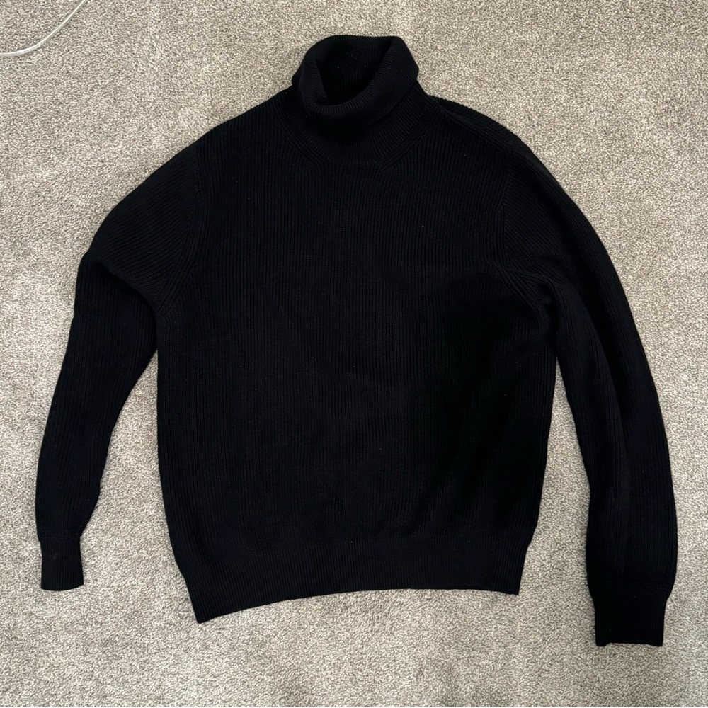 Buck Mason, Turtleneck Cotton Sweater, Large, Black